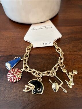 Laura Ford Football Helmet,goal post,megaphone,cheerleader,pom pom charms